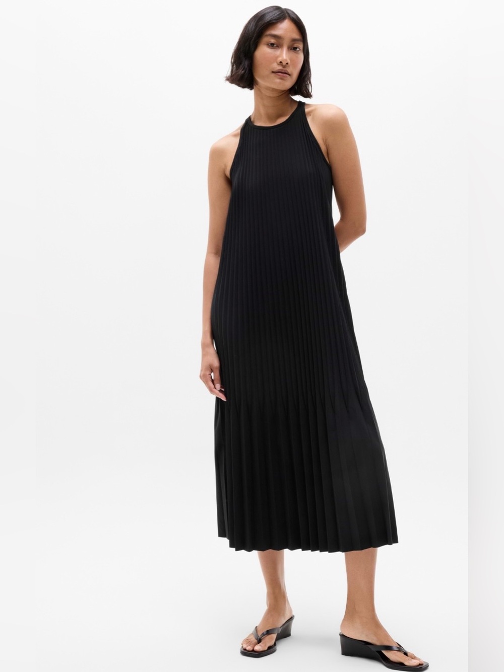 NWT-Athleta Black Featherweight Plisse Dress, Large